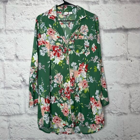 |EUC| CUPCAKES & CASHMERE Floral Button Down Sleep Shirt - Picture 1 of 6
